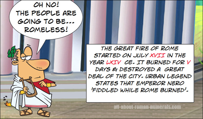 Roman Numerals Lessons - The Great Fire of Rome in Roman Numbers
